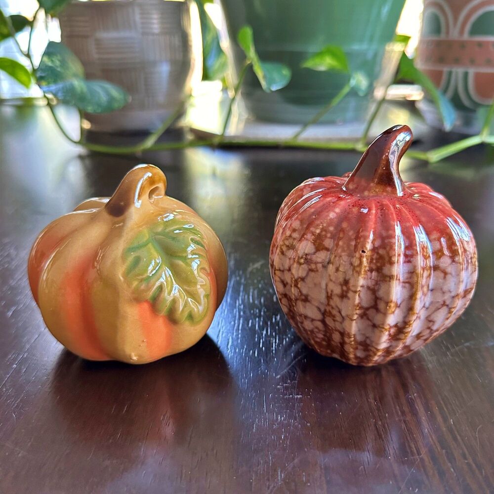 Vtg Pumpkin Decor (Qty 2) Holiday Autumn Thanksgiving Halloween Cottagecore